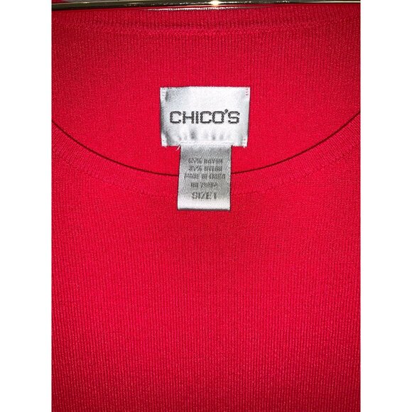 Chico's Scoop neck Tank top Zen Karma SL Knit Red size 1 Medium - Picture 2 of 4